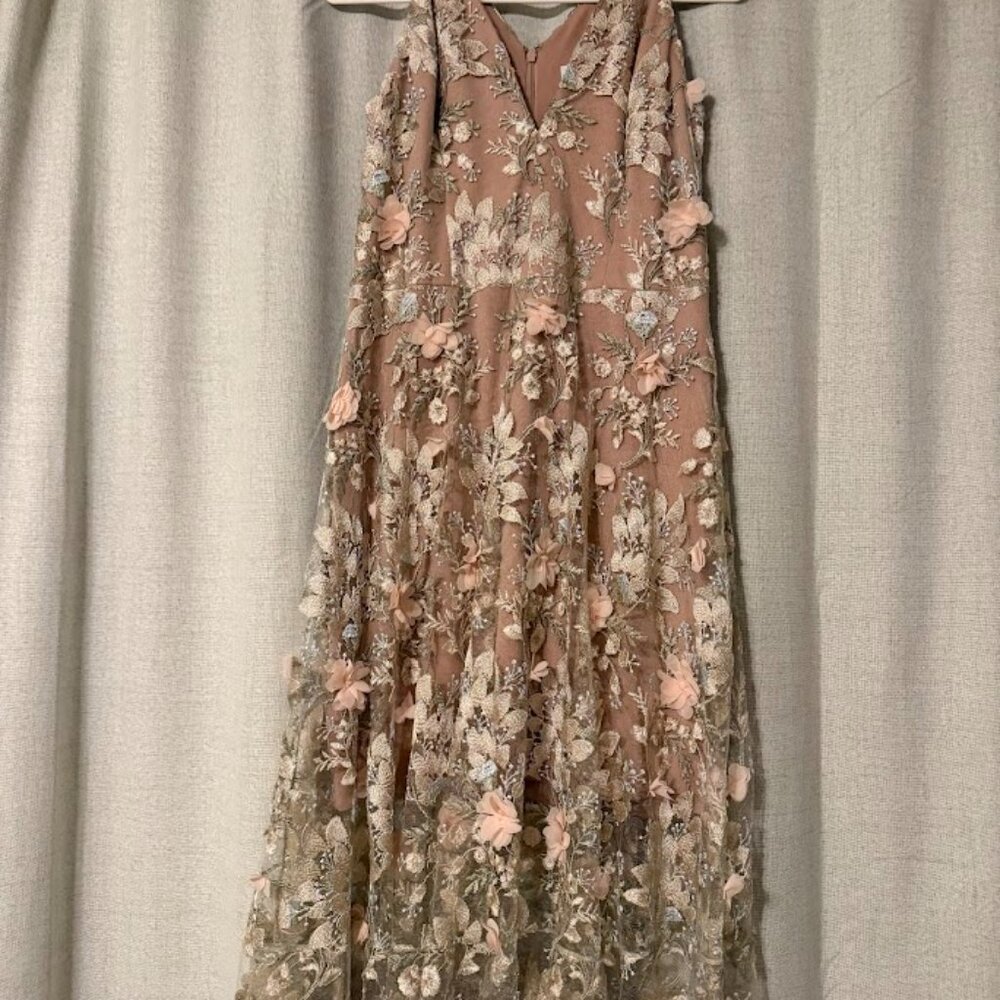 Dress the Population Blush Floral Embroidered Midi Dress